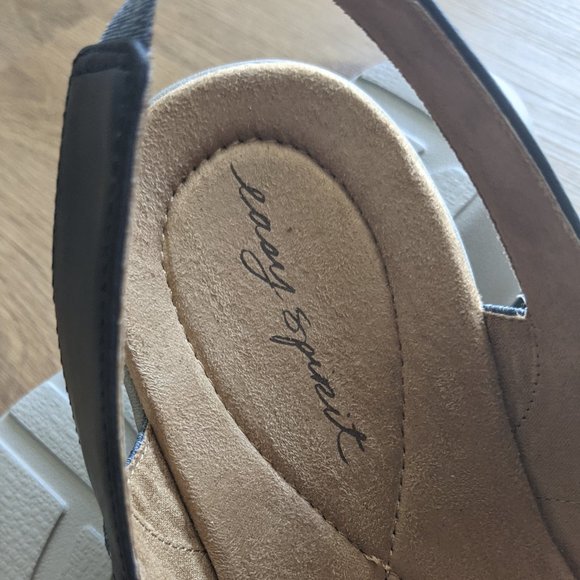 Easy Spirit Navy Kaffi Slingback Wedge Sandal - Picture 6 of 9